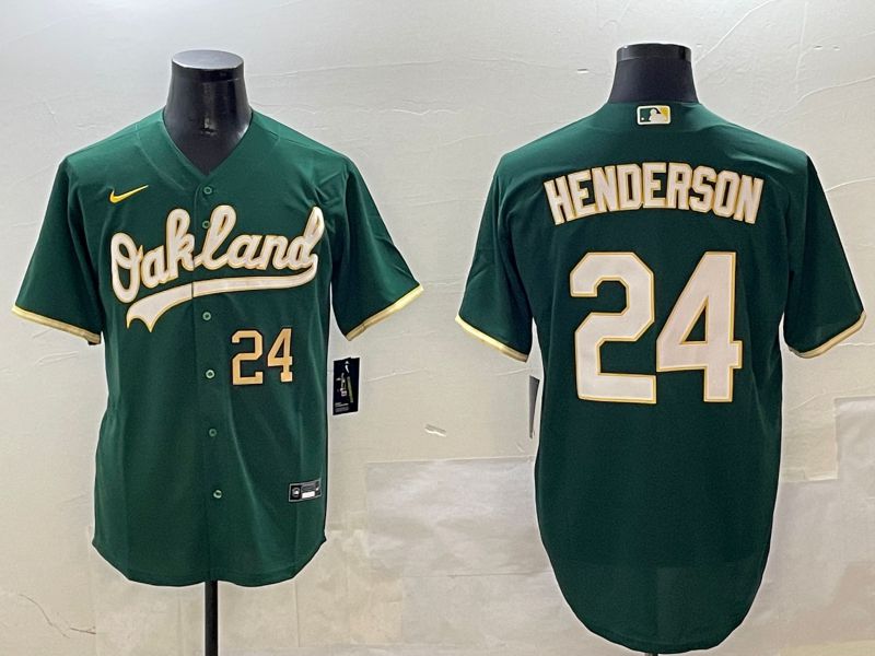 Men Oakland Athletics #24 Henderson Green Game 2025 Nike MLB Jersey style 5